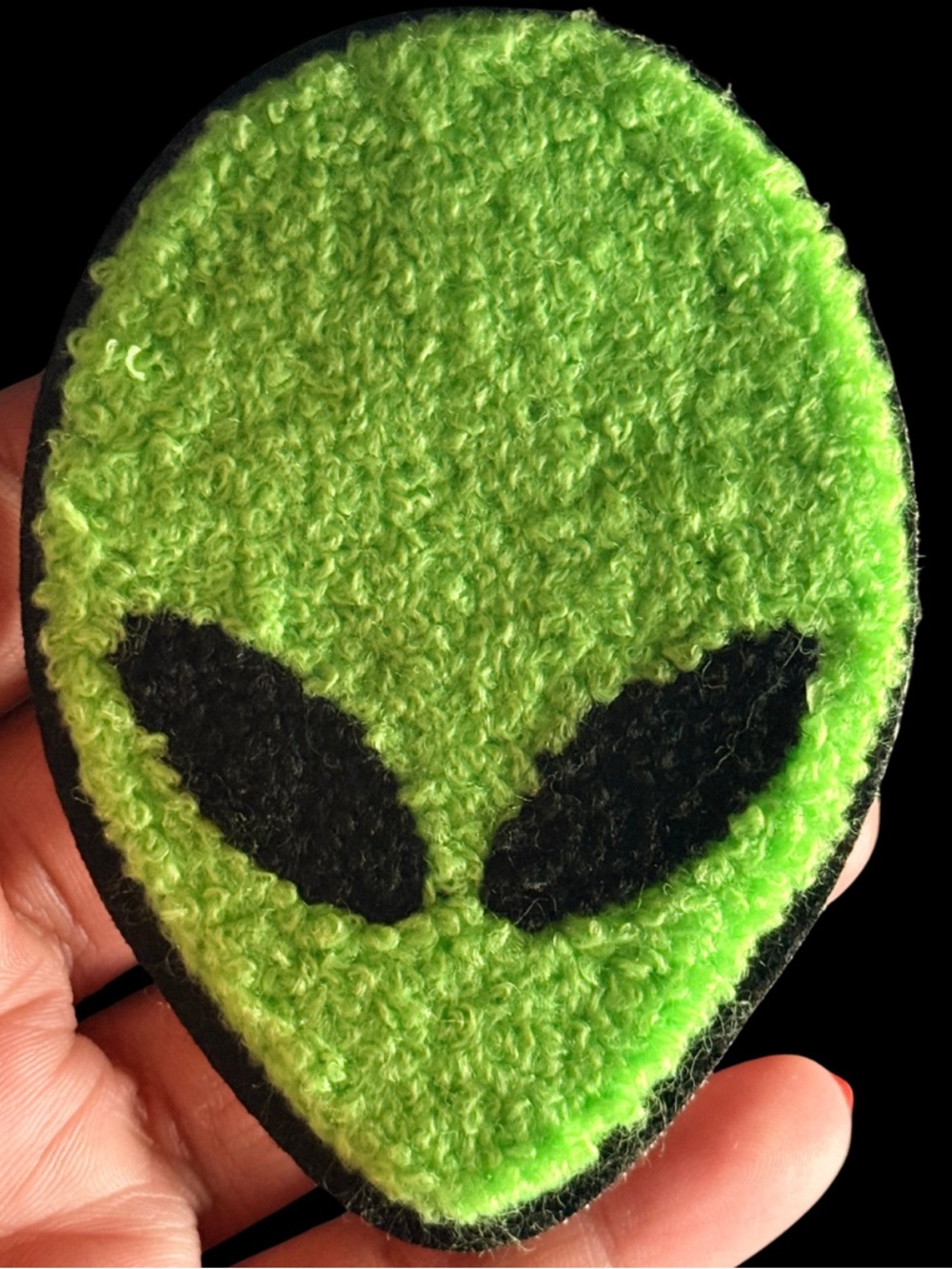 Green Alien Patch Accessory - Fun chenille Iron-On Accent 1 piece